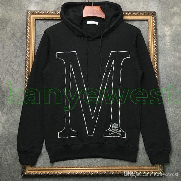 

2019 autumn mens fashion hoodies casual sports long sleeve sweatshirt drill m skeleton print designer sweatshirt coat jacket outwear top, Black