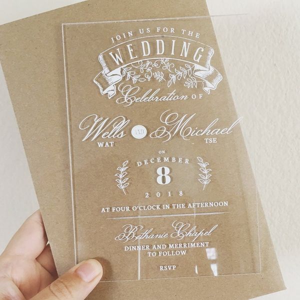 

acrylic wedding invitation. clear invitation. transparnet invitations