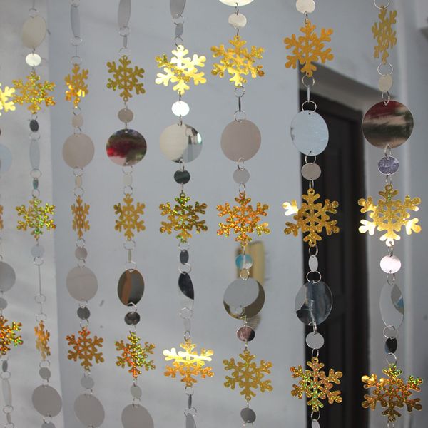 

5m christmas decoration curtain snowflakes laser sequins festive party decoration plastic snowflake christmas tree ornaments