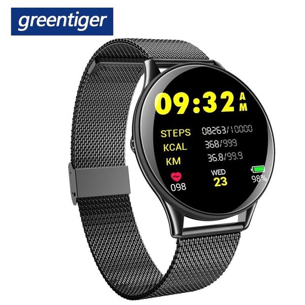 

greentiger sn58 bluetooth smart watch heart rate blood pressure waterproof smartwatch fitness tracker for android ios phone, Slivery;brown