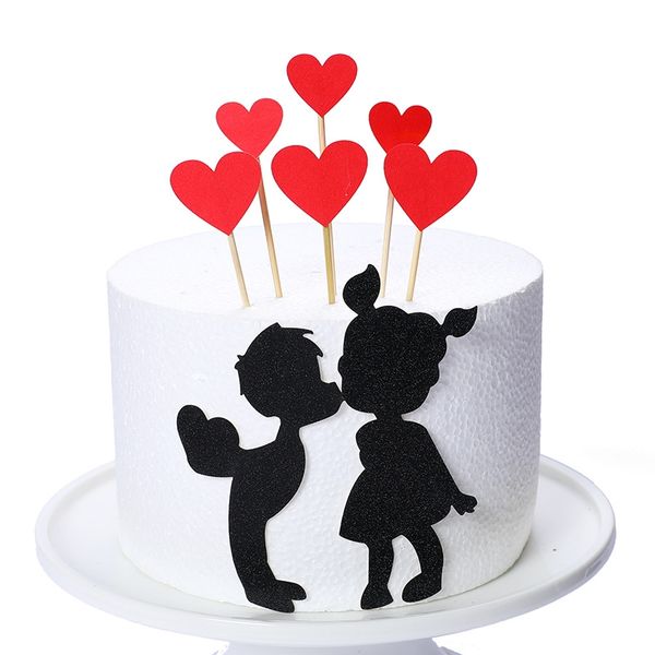 

valentine`s day red heart cake er set for girlfriend lovers wedding decoration birthday cake decoration cake supplies other event part