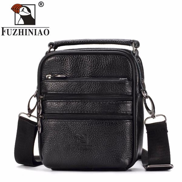 

fuzhiniao men bags casual genuine leather leather messenger bag bolsas sac sling male business handbag small mini