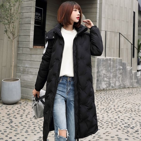 

jacket 2019 long fund thickening down cotton-padded clothes student easy cotton woman winter loose coat back season, Black