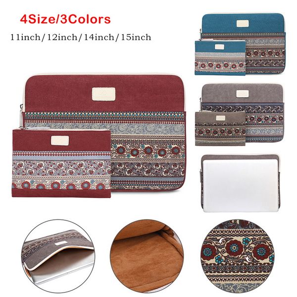 

shujin lapliner bags computer bags waterproof fashion ethnic style canvas tablet liner 2020 new computer