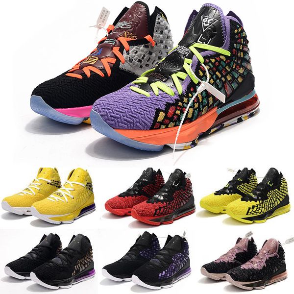 

mens new lebron 17 basketball shoes for sale purple yellow glow in dark mvp womens youth kids lebrons james sneakers tennis with box, Black