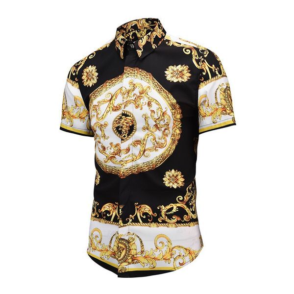 

мужская с коротким рукавом моды luxury design print dress shirt, White;black