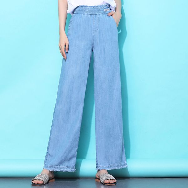 

casual loose jeans women plus size high waist jeans feamle 2020 summer loose ligh blue wide leg denim pants