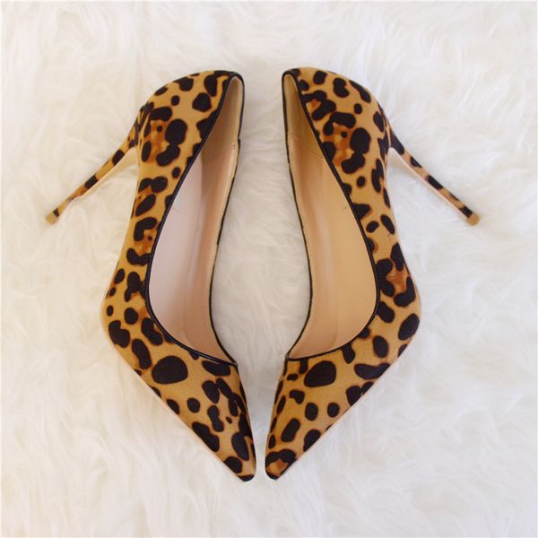

casual designer lady fashion leopard suede leather printed pointed toe high heels shoes 12cm 10cm 8cm stiletto heeled brand new luxura, Black