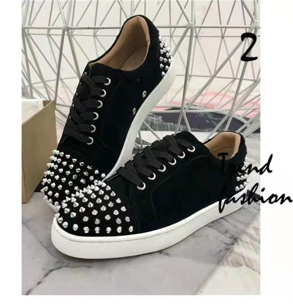

color design fashion luxury men's red bottom shoes spikes low-casual leather sneakers men's wedding banquet dress luxury, Black