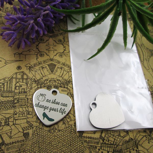 

40pcs--"one shoe can change your life"stainless steel charms more style for choosing diy charms pendants for necklace, Bronze;silver