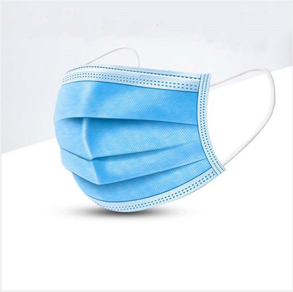 

in stockdisposable face mask 3 layer ear-loop dust mouth masks cover 3-ply non-woven disposable dust mask soft breathable outdoor part p120