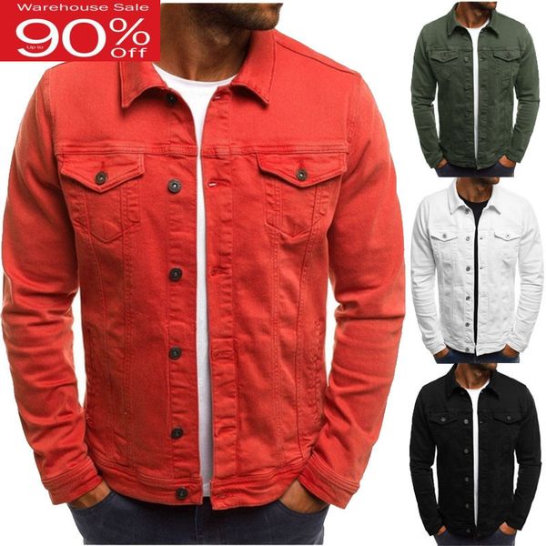 

drop shipping men's denim jacket fashion jeans jackets slim fit 3xl streetwear vintage mens jean 2020 new clothing, Black;brown