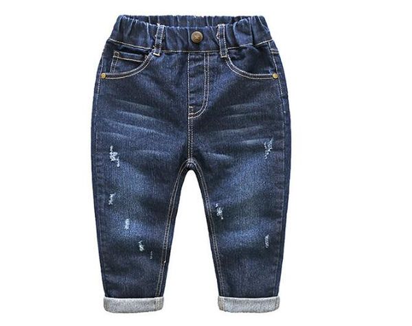 

2-6 years new spring summer baby boy jeans pants cotton holed distrressed 90-130 cm kids boys denim jeans boys trousers, Blue