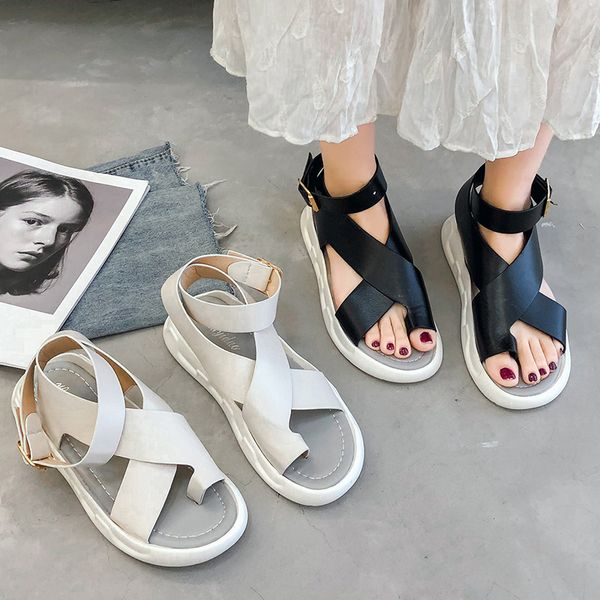 

female sandal cross roman sandals with heel strappy heels fashion womens shoes 2020 muffins shoe ladies gladiator sandals, Black