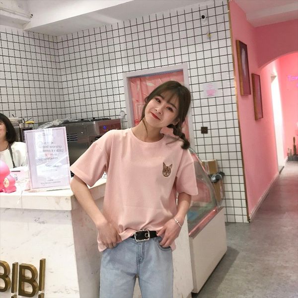 

01005143 mori заказной окрашенная кошка вышивка с короткими рукавами футболки фею 01005143 mori стиль заказной окрашенная кошка вышивка с ко, White