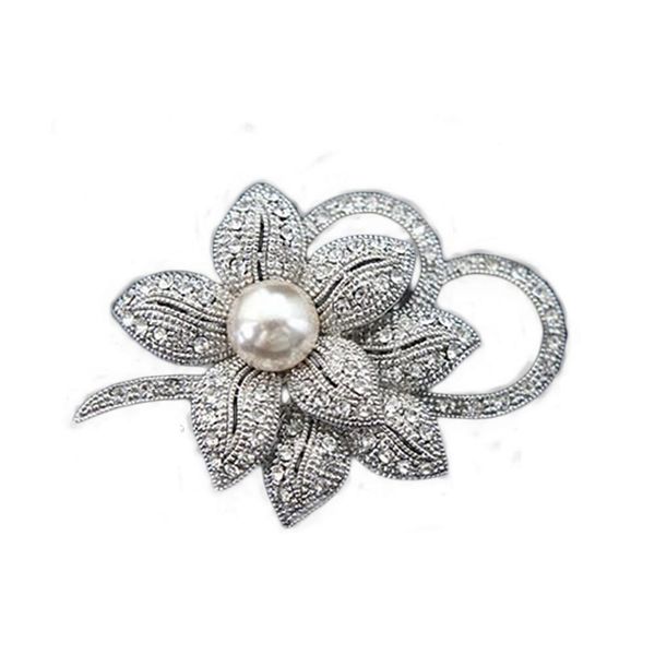 

2019 горячей продажи броши vintage style clear горный хрусталь имитация pearl большой лук брошь свадебные аксессуары партии подарки свободны, Gray