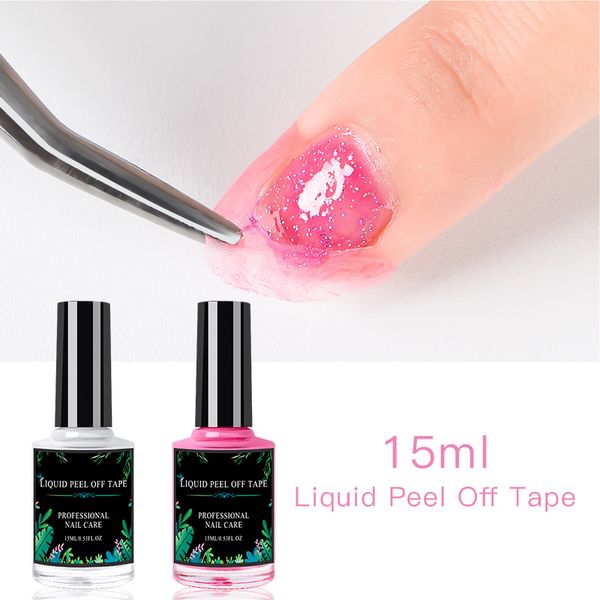 

15ml peel off liquid tape form nail polish protection finger skin cream whit latex protected glue easy clean nail polish, Red;pink