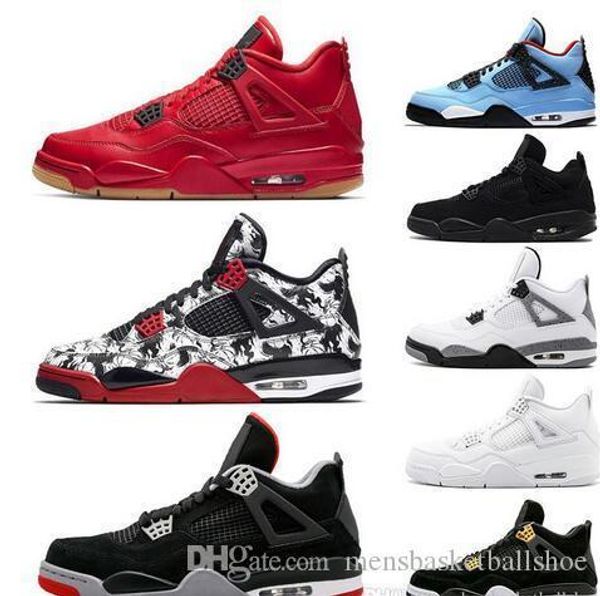 

designer new 4 4s mens basketball shoes tattoo pure money royalty white cement raptors black cat bred mens trainers shoe sports sneakers