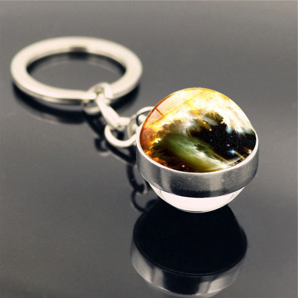 

двусторонний стеклянный шар вселенная галактика туманность брелок время камень шарм брелок брелок diy творческий мужчины женщины ювелирные и, Slivery;golden