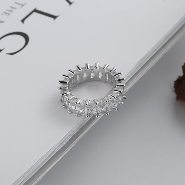 

dilag квадрат сахара кольцо корейский s925 серебряное кольцо моды простой геометрический циркон женщина, Golden;silver