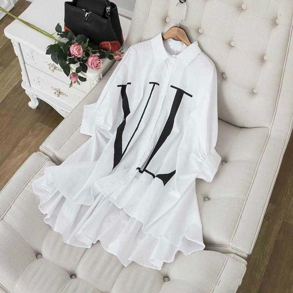 

черный / белый batwing длинные рукава женщины s рубашки письмо печать блузки и рубашки womens yy-24 шифон плюс размер платья размер, White