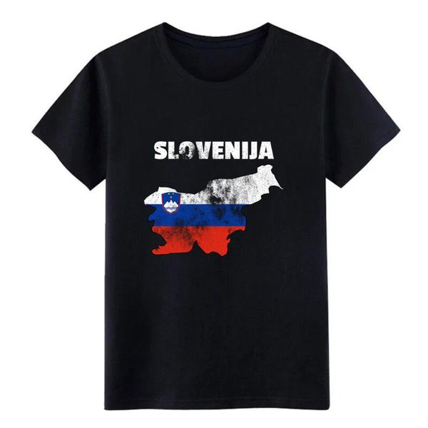 

slovenia flag map t shirt men designer 100% cotton plus size 3xl kawaii fitness authentic summer style cool shirt, White;black