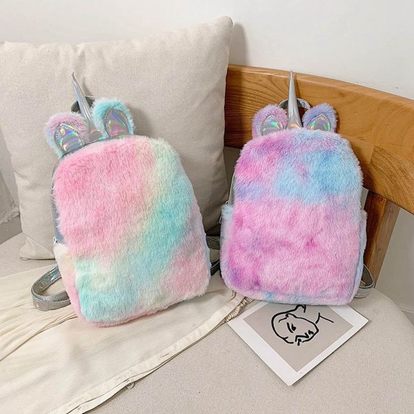 

1 pc fluffy plush backpack girls kids plush kindergarden school bag travel rucksack satchel backpack dropship