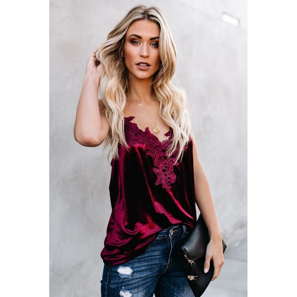 

2020 summer suspender vest women's t-shirt velvet european v-neck sleeveless printed top
