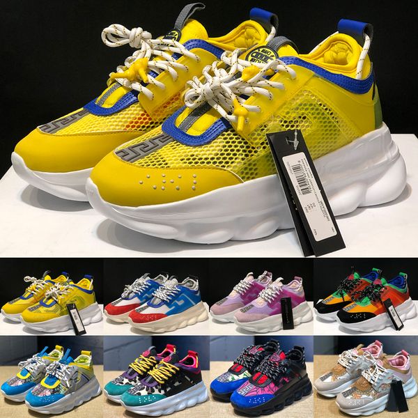

luxury designer chain reaction casual shoes for men women 2019 old shoes thick bottom fashion brand yellow outdoor sneakers size 36-45, Black