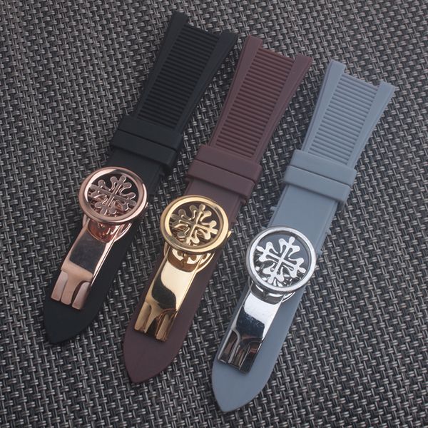 

Высокое качество 25 мм черный Sillicone резиновый ремешок для часов вогнутая рот Страп