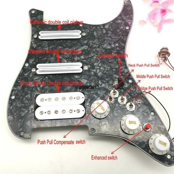 Çoklu Fonksiyon Gitar Pikaplar Pickguard SSH Beyaz Çift parça Pickup Süper Kablolama Montajı Çok Güçlü Özellikler