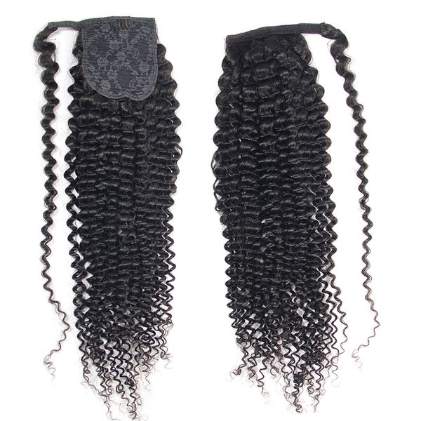 

clip in ponytail extension long straight kinky thick curly hair fluffy pony tail wrap around 24 inch - black