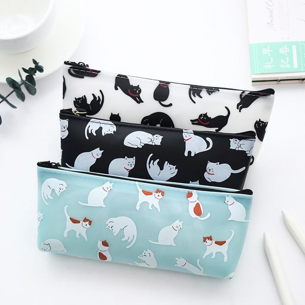 

1pc jelly color silicone cute playing cat pencil case pen box kids pencil bag stationery storage girl student school supply