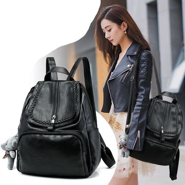 

2019 women backpack soft leather large travel backpack anti-theft