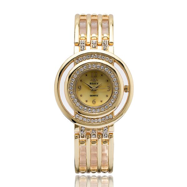 

women diamond watch gold hollow concentric circle ladies stainless steel luxury watches analog quartz wristwatches clock relogio feminino, Slivery;brown