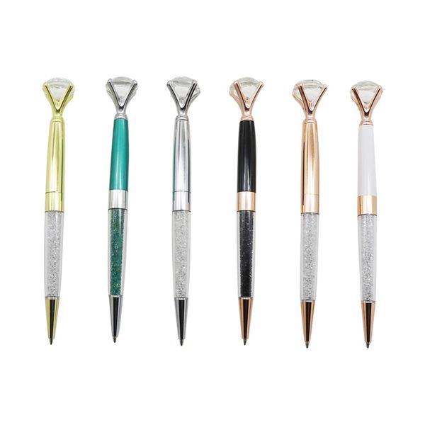 

new brand creative diamond crystal 6 colors 1.0mm black ink ballpoint pen student supplies school stationery, Blue;orange