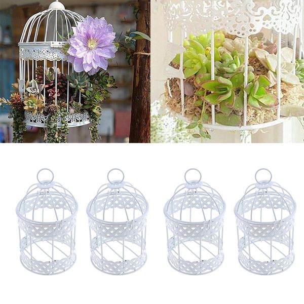 

4 pieces bird cage shaped plant stand flower stand bird cage nordic retro hanging racks wrought iron outdoor garden balcony