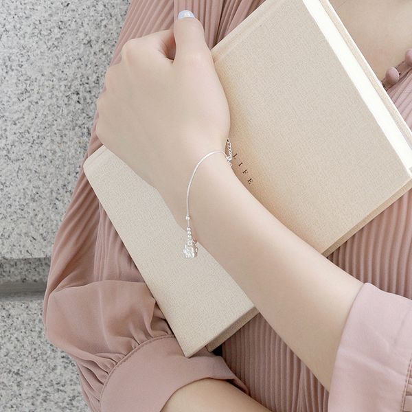 

high-quality creative silver jewelry cute cat sweet accessories women 925 bracelet, White