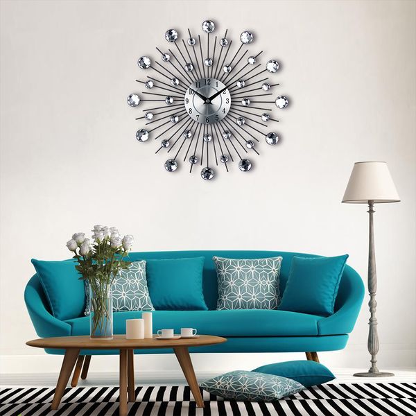 

new design vintage metal art wall clock luxury diamond large wall watch orologio da parete clock morden design home decor wandklok