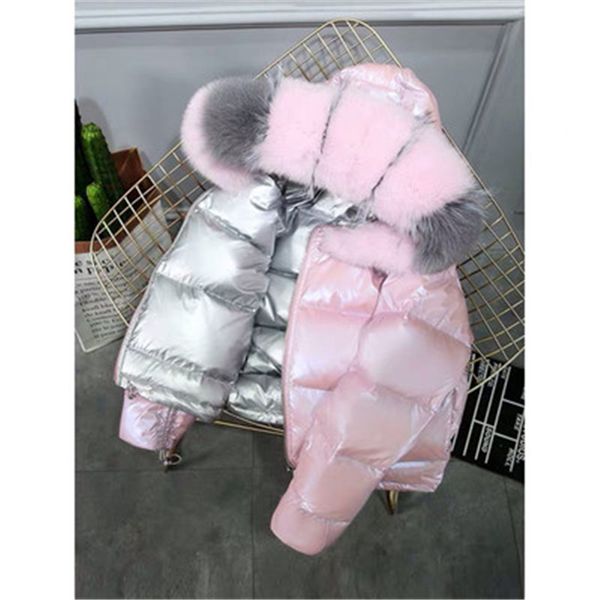 

both side wears plus size bubble coat 2019 womens white duck down with real fur hooded collar solid silver women clothes 765, Black