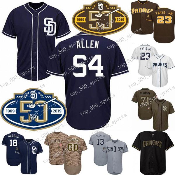 

54 logan allen jersey 50th anniversary san diego fernando tatis jr. mnny machado wil myers eric hosmer manuel margot baseball jersey, Blue;black