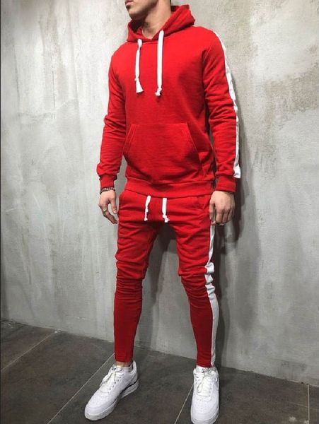 

2019 tracksuit for men 2 pieces set new fashion jacket sportswear men tracksuit hoodie spring autumn men brand clothes hoodies+pants, Gray