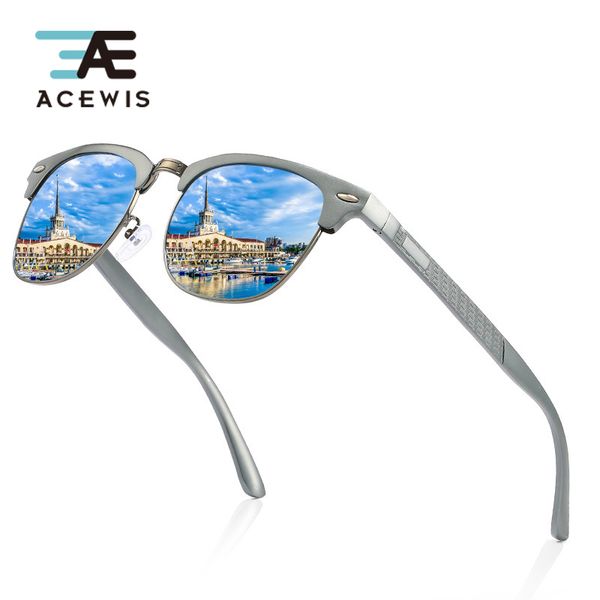 

acewis men vintage aluminium magnesium alloy polarized sunglasses classic coating lens driving shades for men 04x ing, White;black