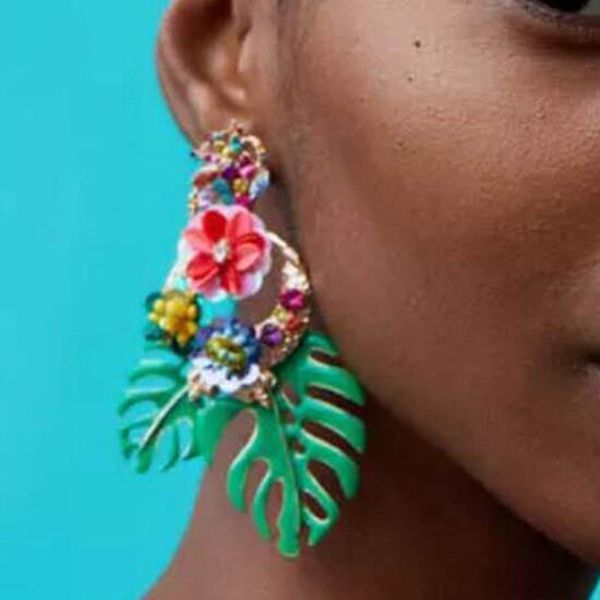 

explosion models in europe and america accessories big personality alloy leaves flower earrings earrings yiwu factory, Golden