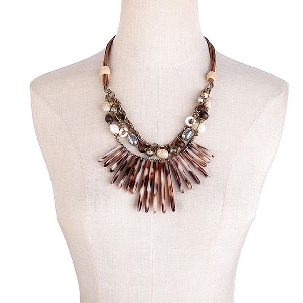 

boho women long necklace ethnic korean velvet faux shell acrylic resin beads chain women choker jewelry new woman's accesories, Silver