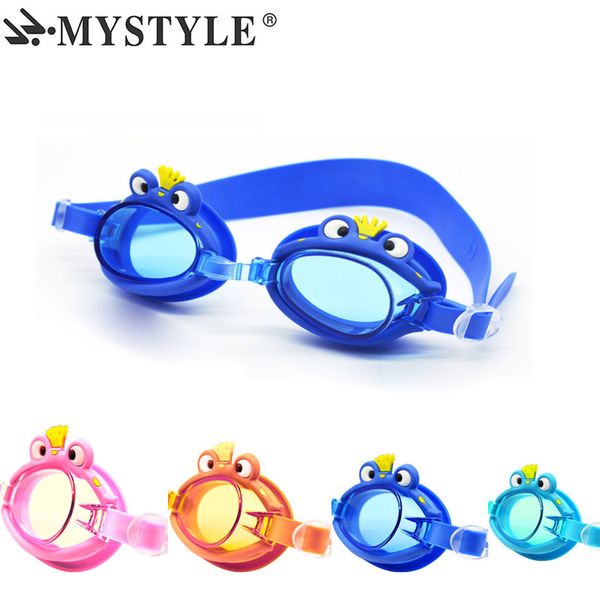 

mystyle swimming goggles kids cartoon frog hd waterproof anti-fog children swimming goggles 4 color swim glasses for boys girls