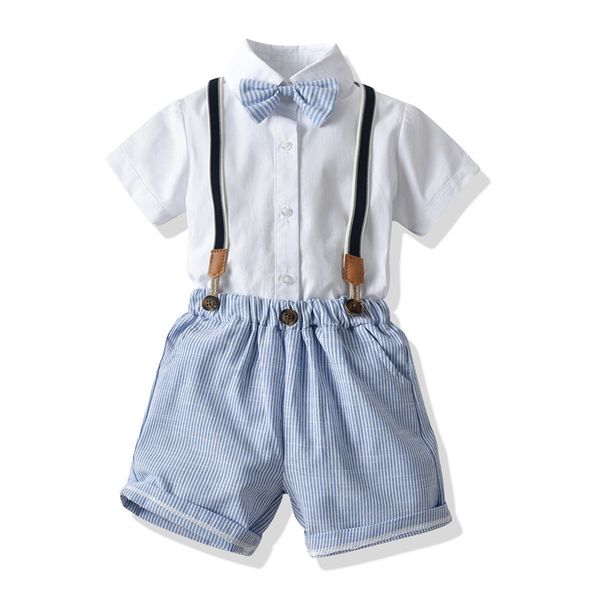 

1-6 years baby clothes for boys white shirt + sky blue shorts 4 pcs/set kids fashion summer outfits clothing