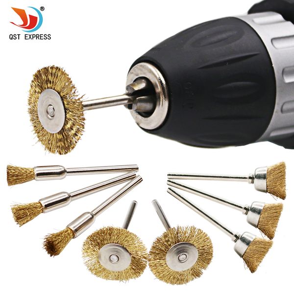 

10pcs/set brass wire brush fits for dremel rotary tool accessory 1/8" (3mm) shank