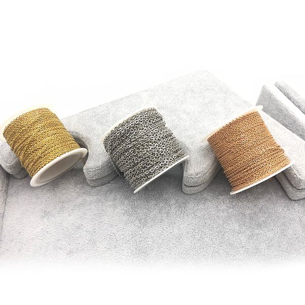 

5m/roll silver rose gold stainless steel metal cable link chain for jewelry making diy necklaces bracelets findings wholesale, Blue;slivery