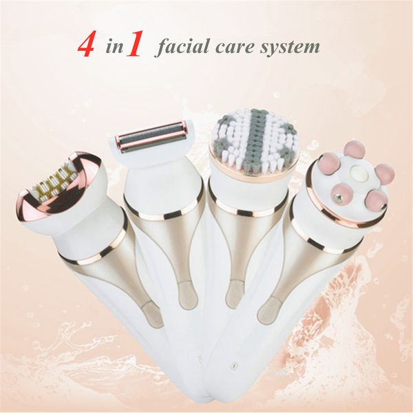 

4 in 1 women facial care set hair removal shavers waterproof rechargeable electric shaver waterproof facial cleansing brush & massager